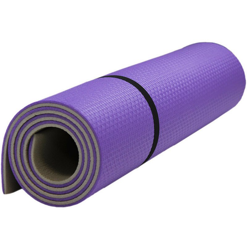 Fitnesz matrac pánttal PE 180x60x1 cm lila-szürke