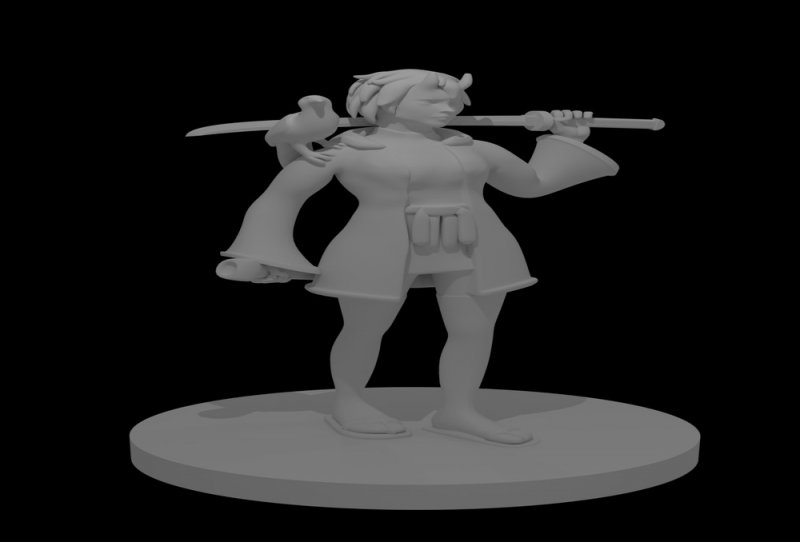 3D nyomtatott D&D, RPG miniatűr figura / Tiefling szamuráj / mz4250