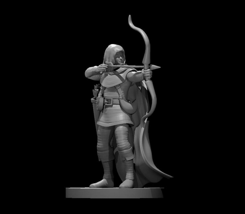 3D nyomtatott D&D, RPG miniatűr figura / Elf ranger / mz4250