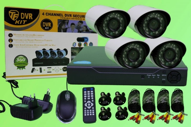 DVR H.264 4 kamerás Online éjjellátó térfigyelő kamera rendszer 320GB ÚJ