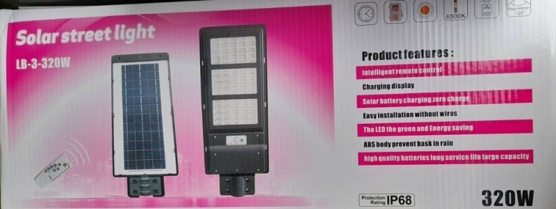 Új import 320W Napelemes lámpa mozgásérzékelővel + távirányító eladó