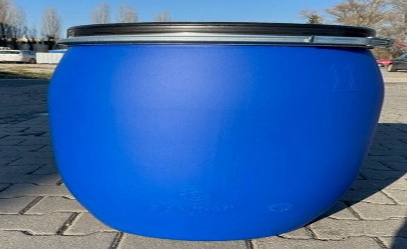 Új SCHÜTZ 120 literes, levehető tetejű, UN minősített műanyag hordó