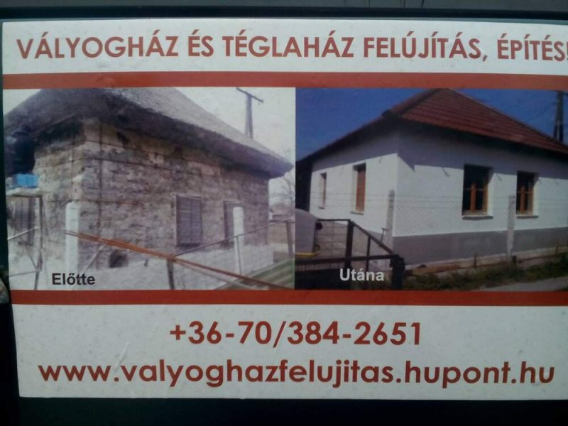 Vályog ház felújítás, alap fal megerősítést, Tető felújítást vállalunk 06703842651