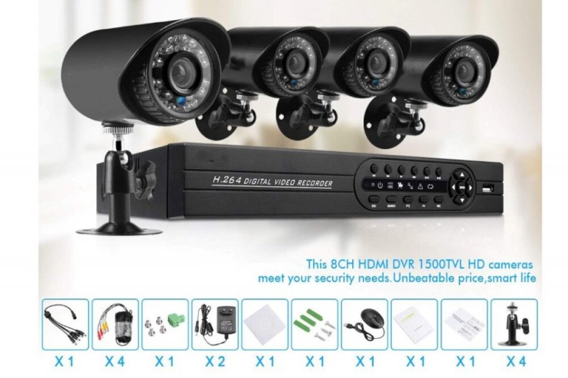 DVR H.264 Online éjjellátó térfigyelő kamera rendszer 4-kamerás