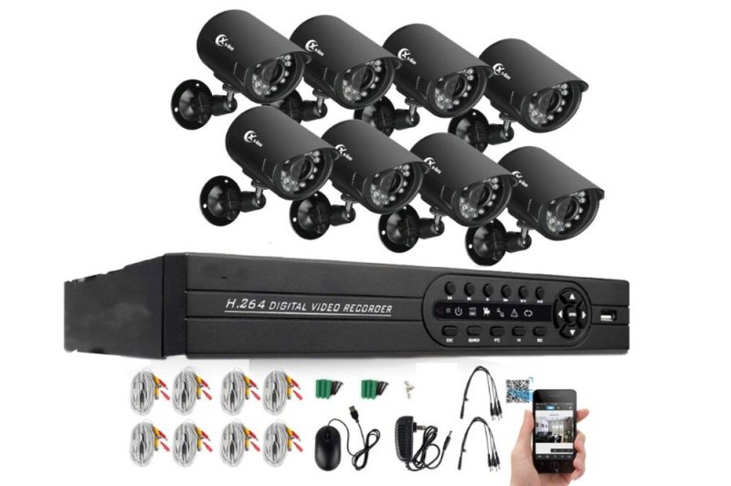 DVR H.264 Online éjjellátó térfigyelő kamera rendszer 8-kamerás