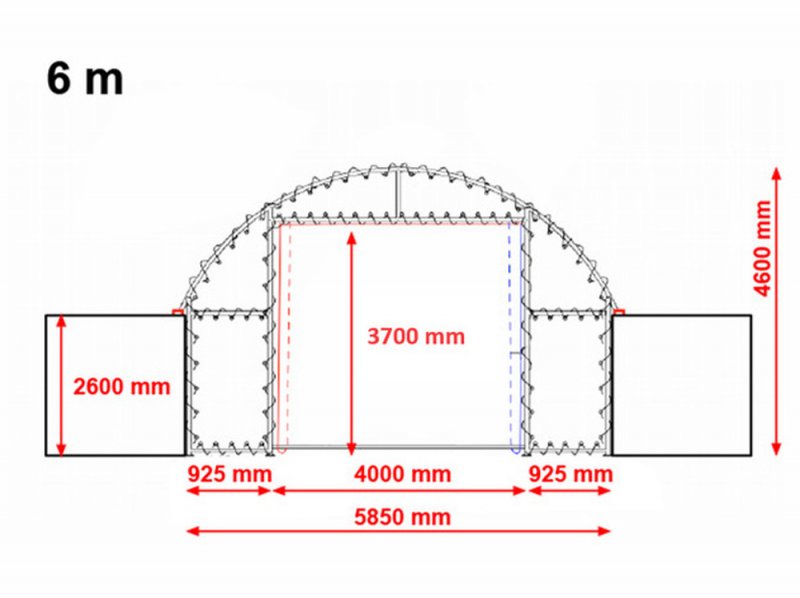 Elülső fal 6m széles konténer fedéshez / 720g/m2 PVC