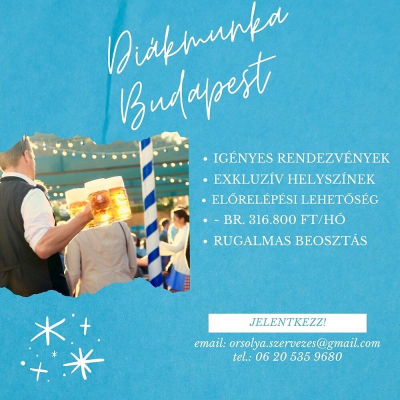 Felszolgáló diákmunka Budapest legnevesebb helyein!