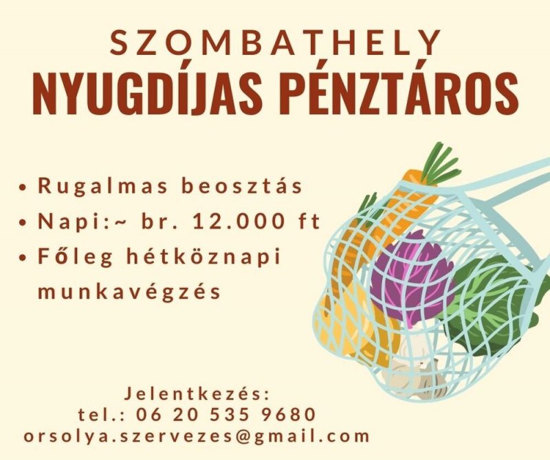 Nyugdíjas kasszás állás Szombathelyen!