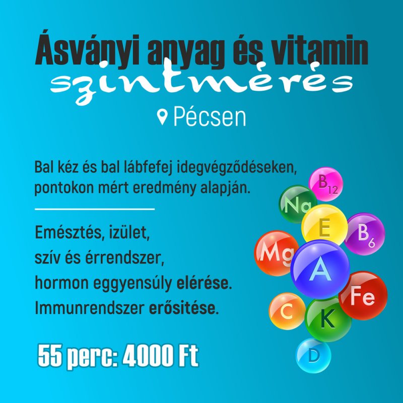 Ásványianyag és Vitaminszint Mérés Ellenőrzés