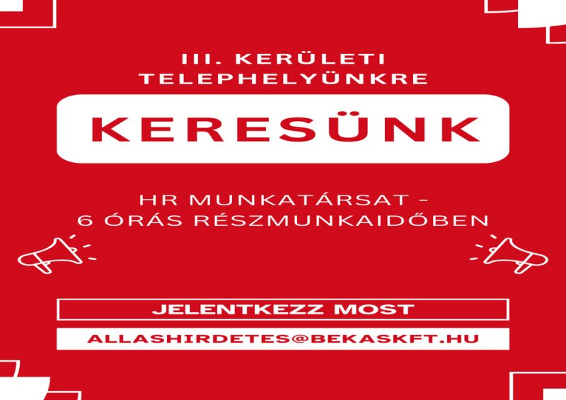 HR munkatárs - 6 órás részmunkaidőben