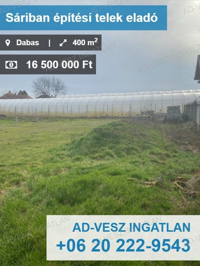 Dabas-Sáriban 400m2-es építési telek eladó 