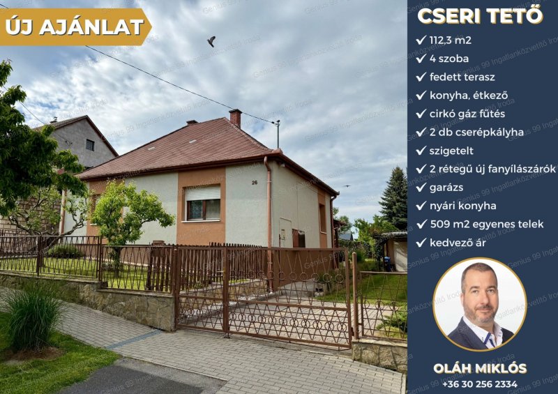 Kaposváron a Cseri tetőn eladó egy, 112 m2-s, 4 szoba + konyha, étkezős, cirkó gáz fűtéssel +2 db cserépkályhával rendelkező családi ház, amelyhez egy 509 m2-s egyenes telek és garázs is tartozik.