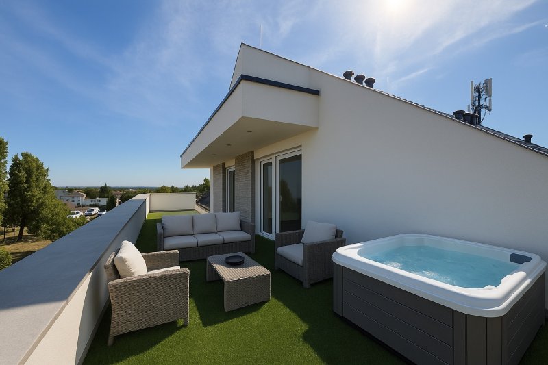 Érd –  Penthouse lakás 43,6 m²-es tetőterasszal és két parkolóval
