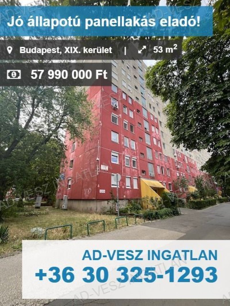Budapest XIX.kerületben jó állapotú panellakás eladó!