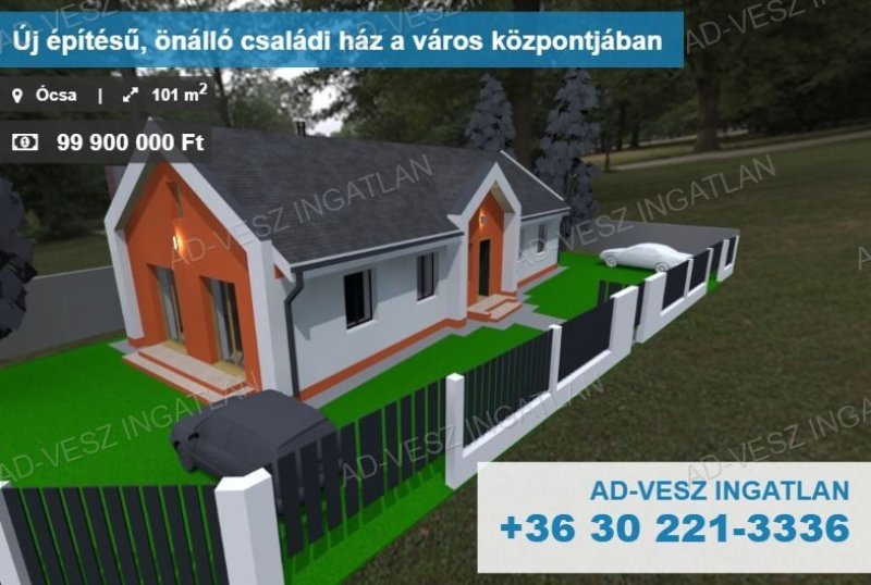 Új építésű, önálló családi ház a város központjában