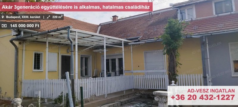 Akár 3generáció együttélésére is alkalmas, hatalmas családiház