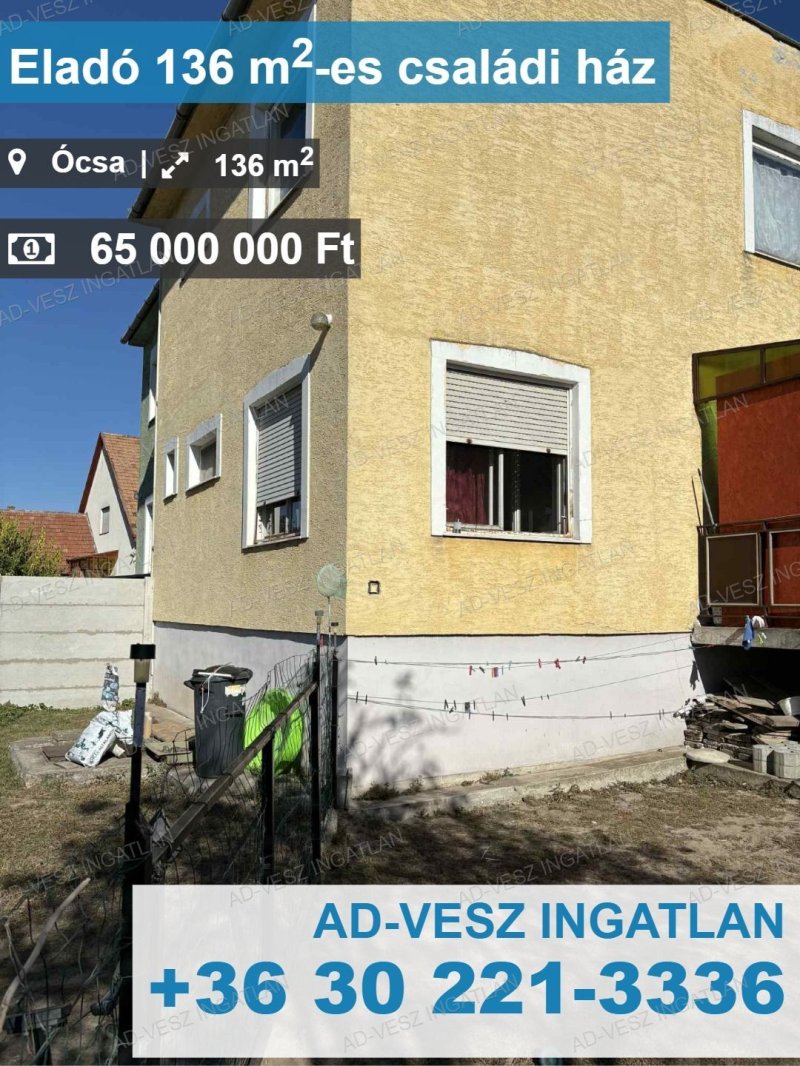 Ócsa központjában 4szobás családi ház eladó