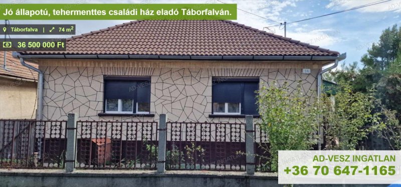 Jó állapotú, tehermenttes családi ház eladó Táborfalván.