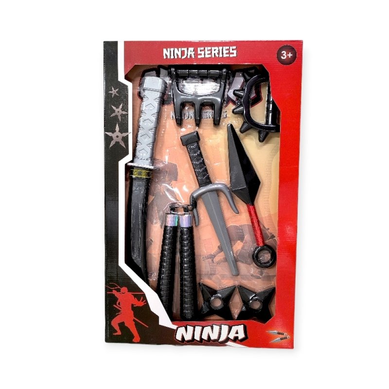 Ninja játékkészlet 8 darab – kard, kések és dobócsillagok