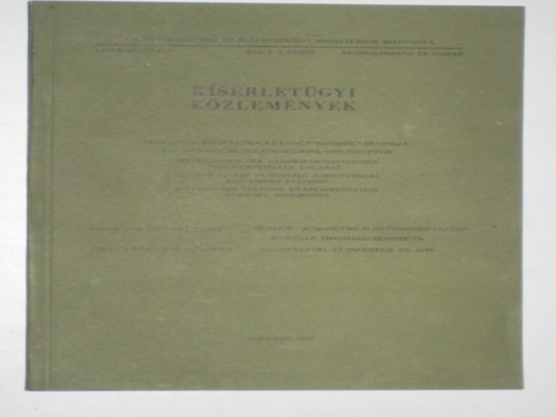 Kísérleti közlemények 1976