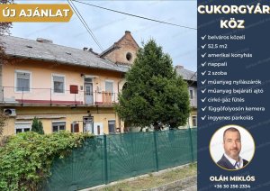 Kaposvár belvárosában eladó egy 52,5 m2-s 2 szoba + amerikai konyhás nappalis, műanyag nyílászáros, cirkógáz fűtéssel rendelkező téglalakás, ingyenes parkolással. 