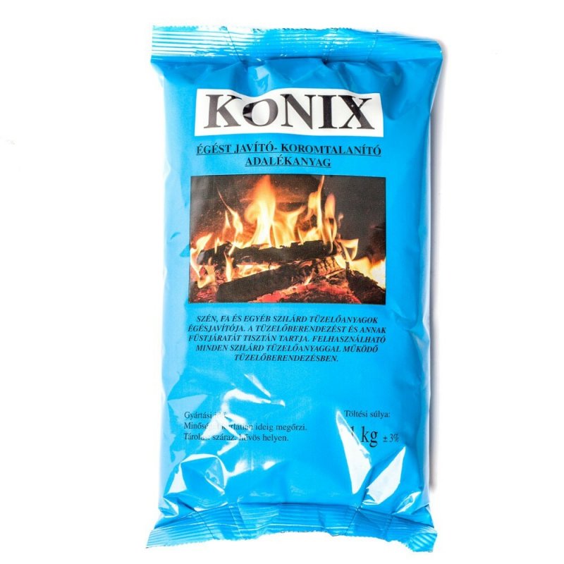 Konix koromtalanító-kéménytisztító-égésjavító anyag, 1 kg-os kiszerelésben