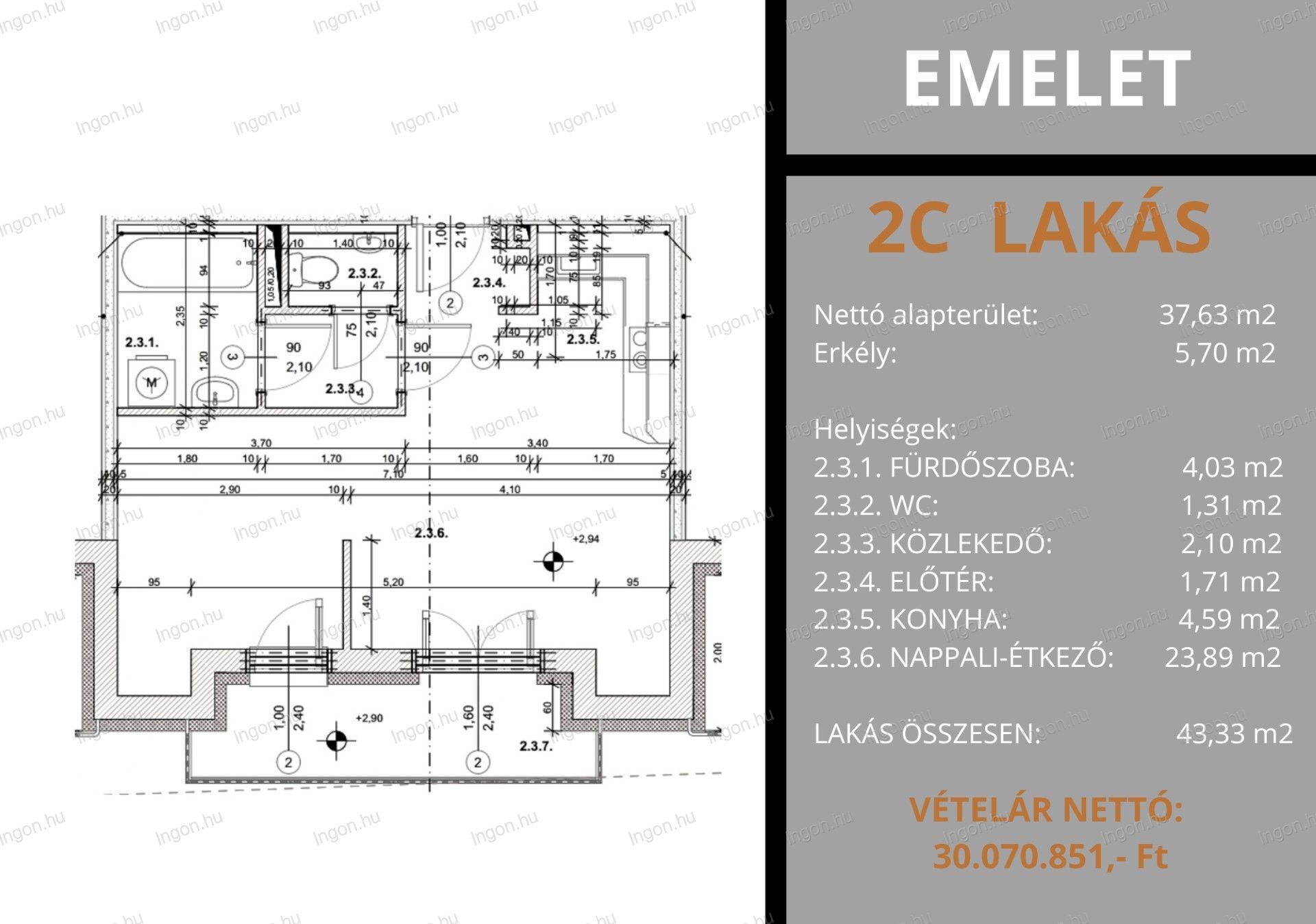 Eladó egy 37 nm-es, erkélyes téglalakás Kapuvár településen