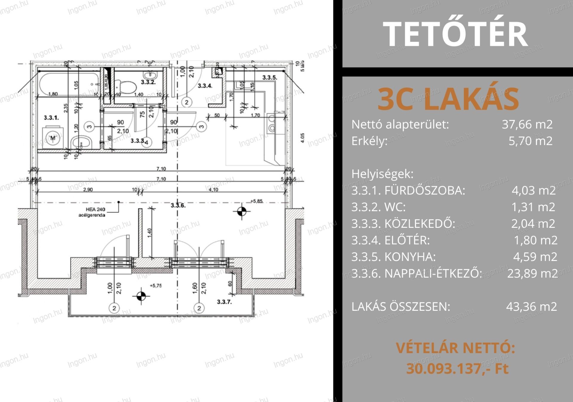Eladó egy 37 nm-es, erkélyes téglalakás Kapuvár településen