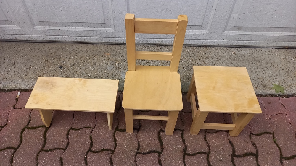Fa támlás szék/hokedli/sámli gyereknek, erős természetes fából