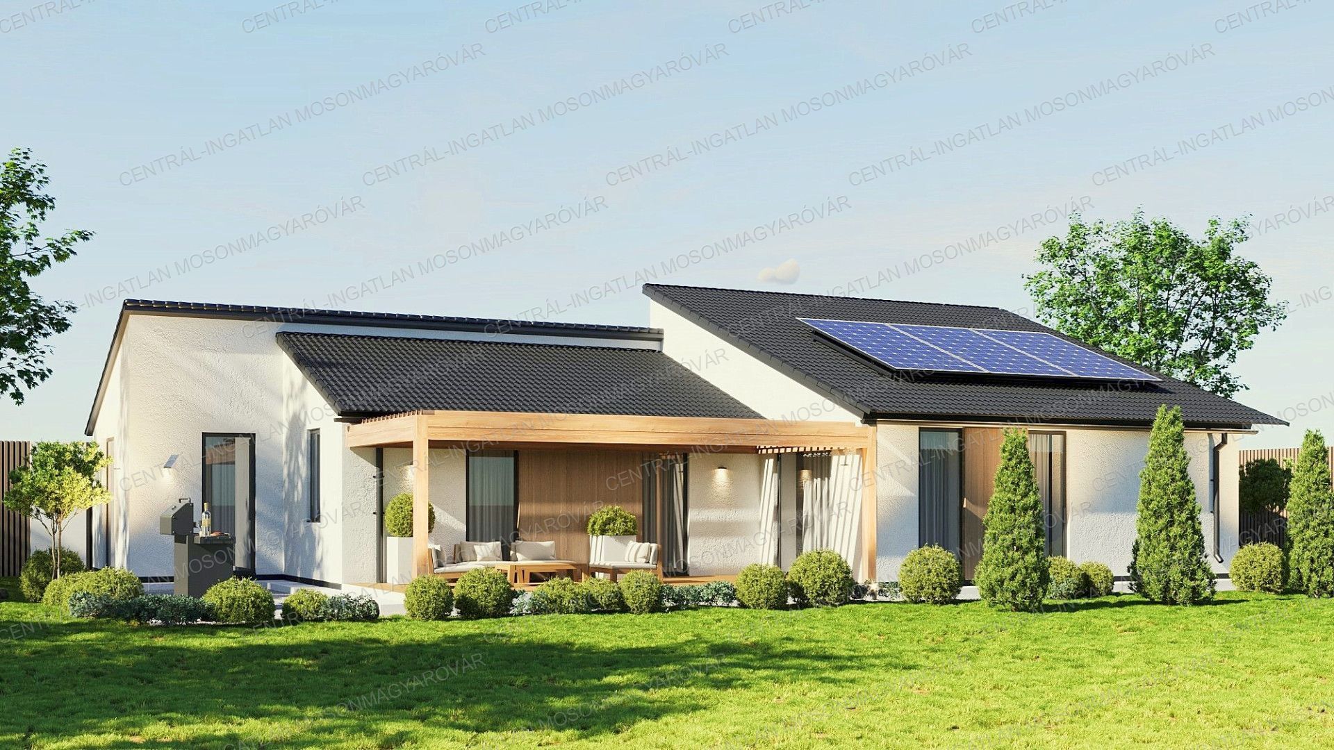 Földszintes családi ház garázzsal, termálvizes fűtéssel az Aranyossziget-Villaparkban!