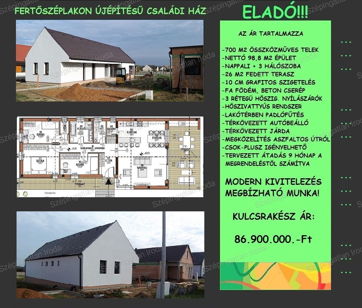 Eladó új építésű családi ház Fertőszéplakon