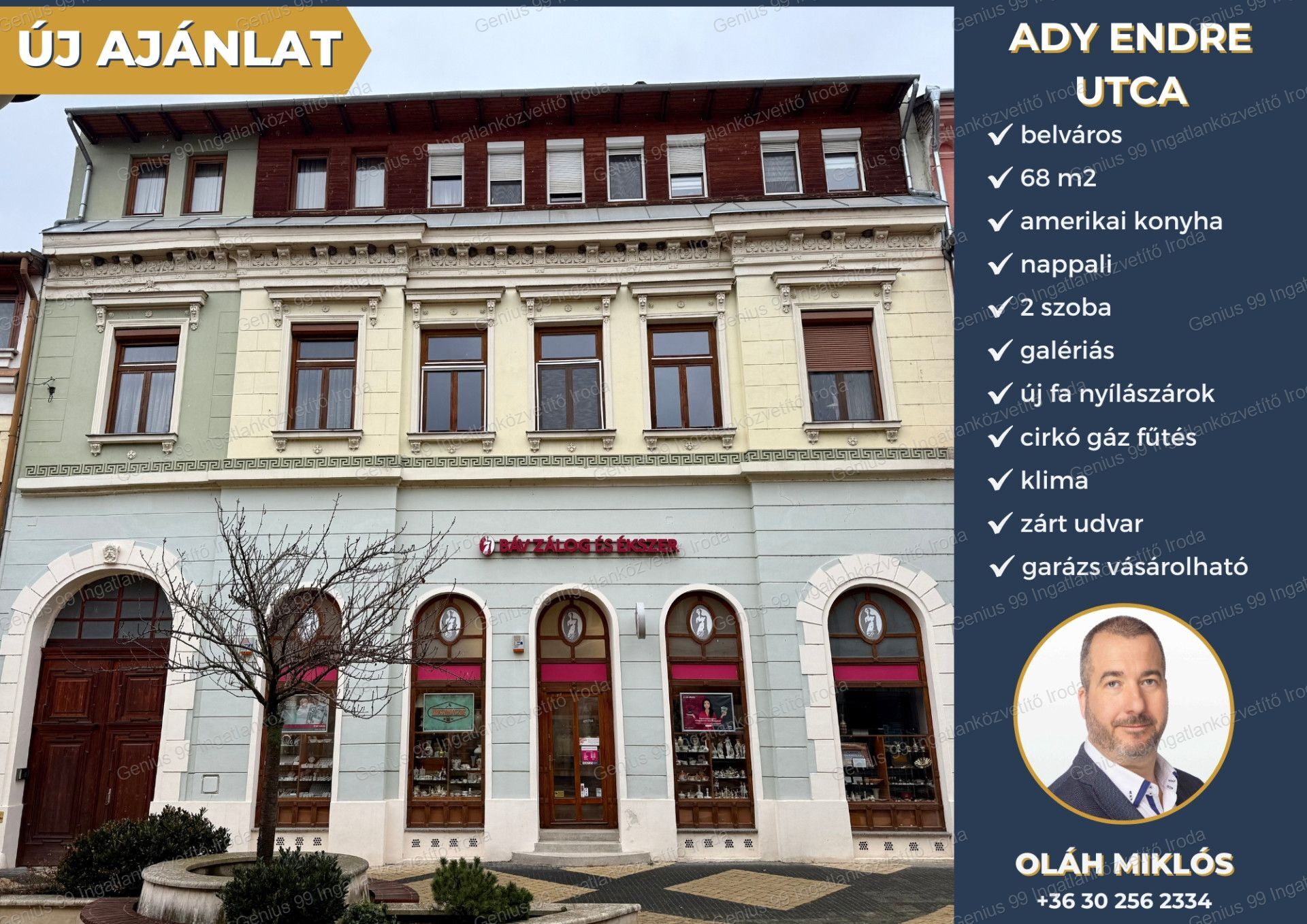 Kaposvár belvárosában eladó egy modern, teljes körűen felújított 68 m2-s, amerikai konyhás nappali, +2  szobás, galériás téglalakás.