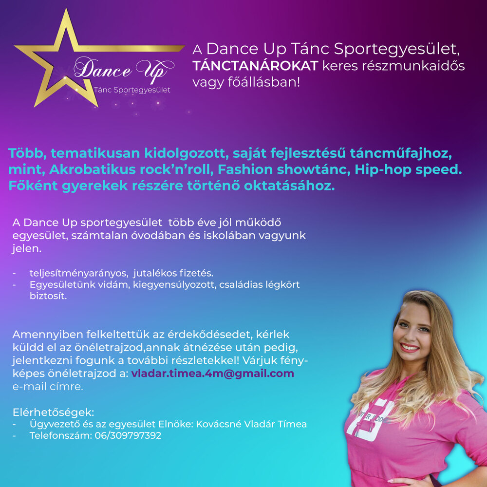 Tánctanári álláshirdetés