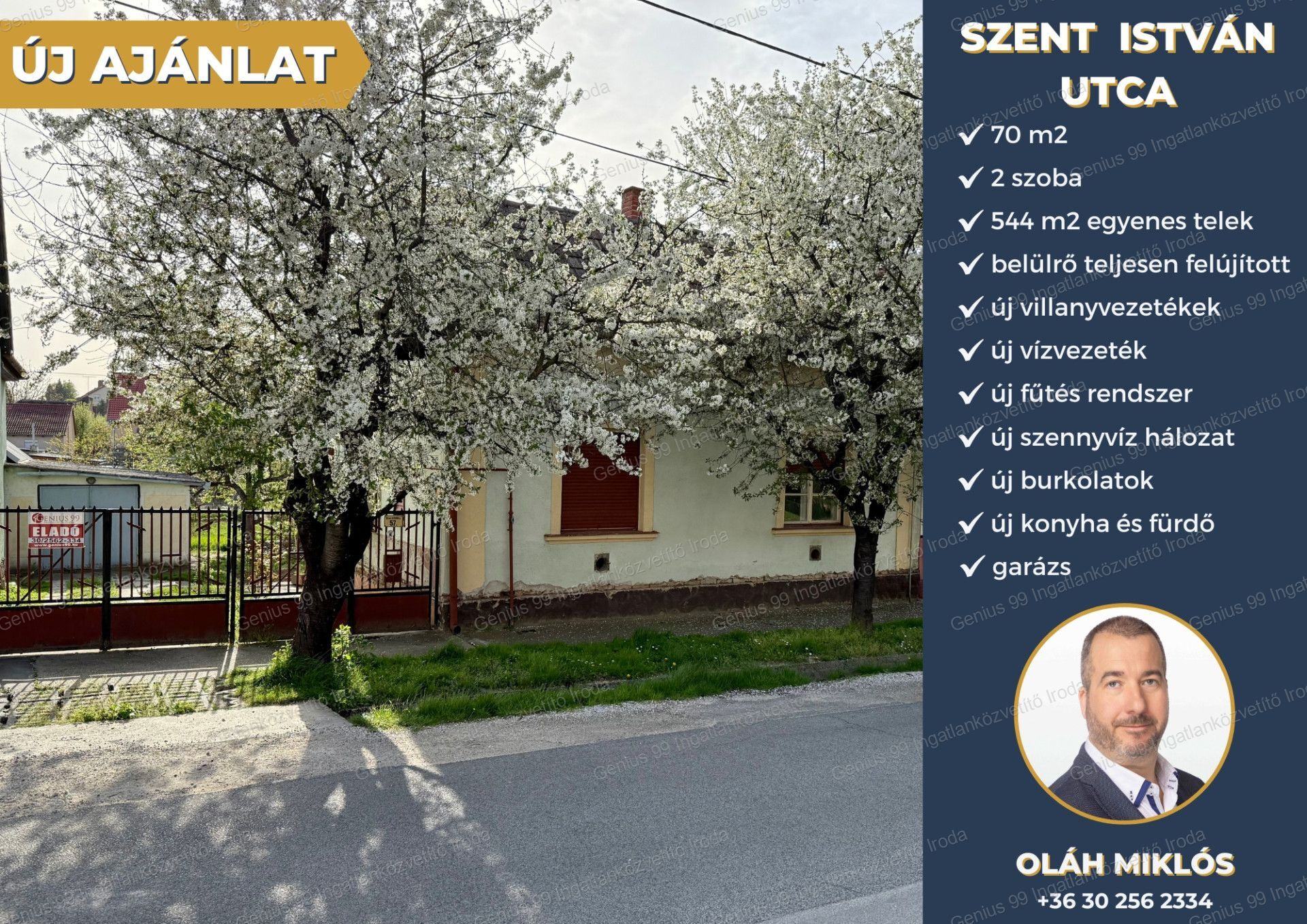 Kaposváron a Tüskeváron eladó, egy 2020-ban belülről részben felújított, kondenzációs gázkazánnal fűtött, 72 m2-s, 2 szoba nappalis családi ház, 544 m2 egyenes telken garázzsal.