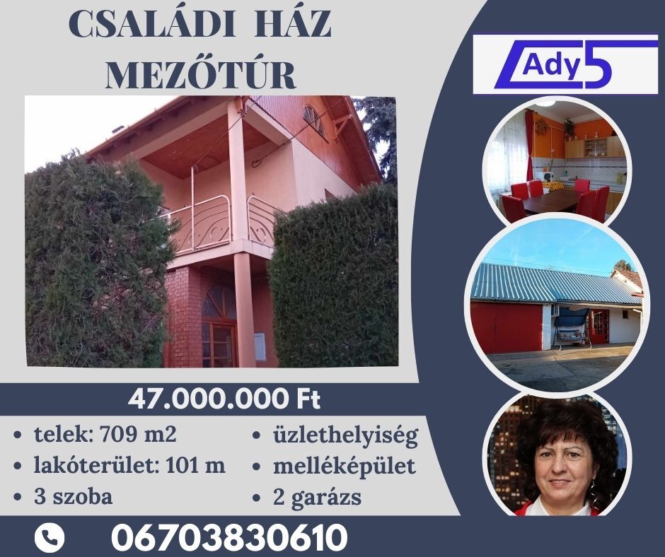 Mezőtúron eladó kétgenerációs családi ház, melléképületekkel, üzlethelyiséggel !