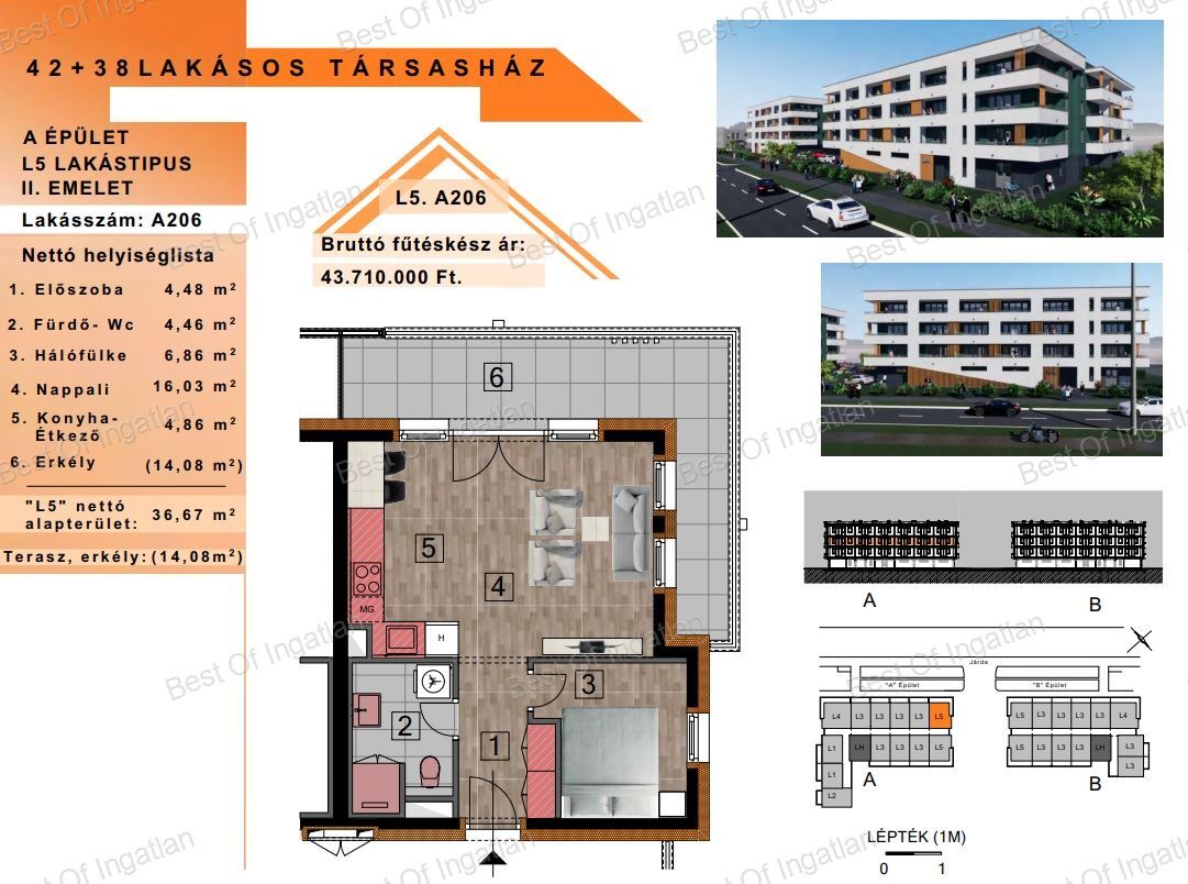 Győr-Szabadhegyen új építésű, 4 szintes társasházban, különböző méretű lakások, tárolóval, zárt udvari gépkocsibeállóval eladók!