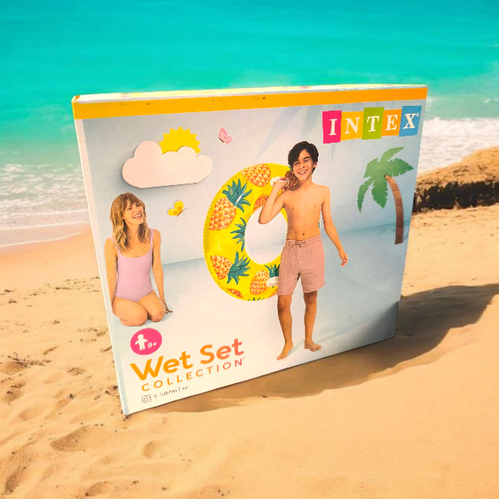 Intex felfújható úszógumi – sárga ananász mintával, 107 cm