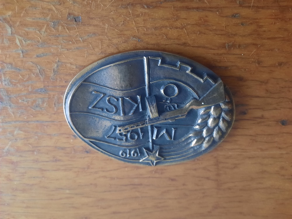 Retro bronz munkásőr-kisz plakett 1919-1957