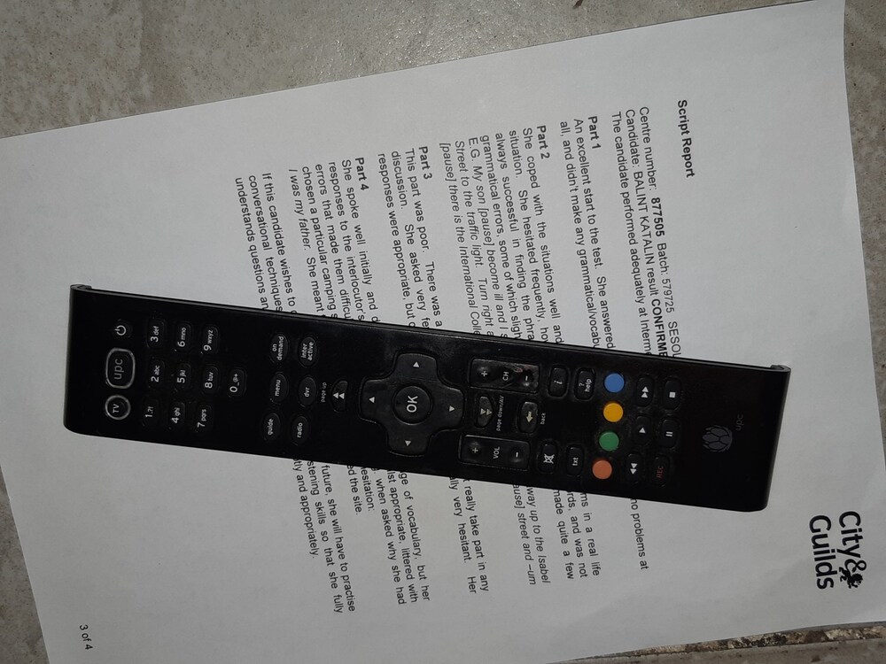UPC RC2094501/B Mediabox gyári távirányító működő