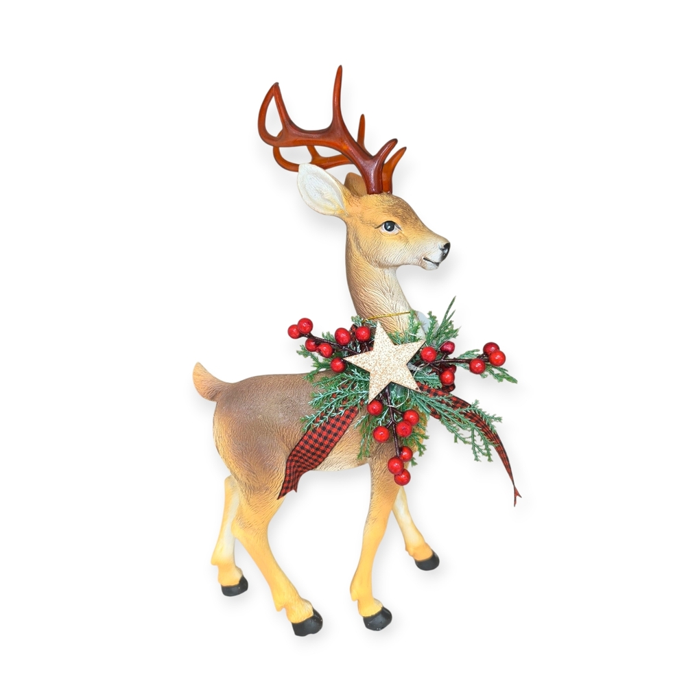 Dekoratív karácsonyi rénszarvas figura LED világítással 34cm