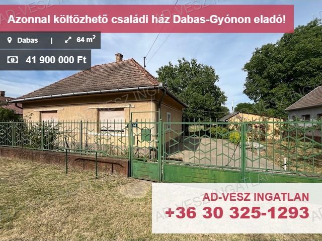 Azonnal költözhető családi ház Dabas-Gyónon eladó!