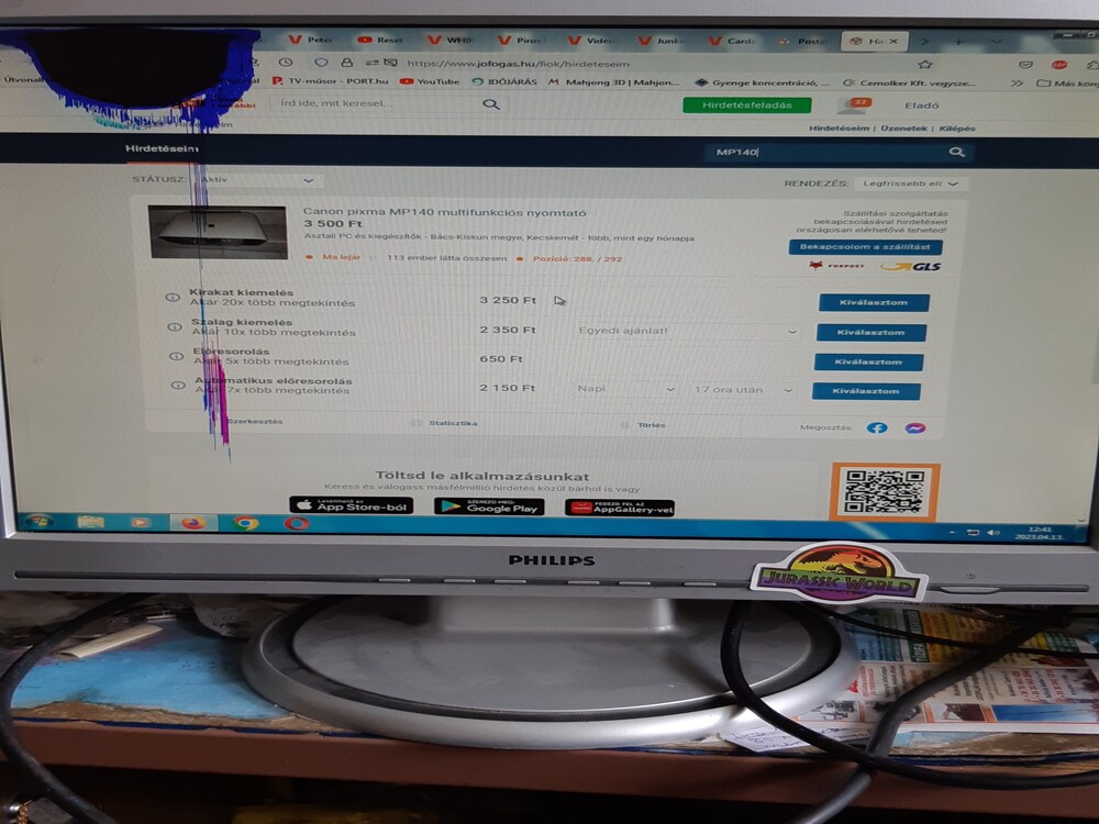 Philips 190S6 LCD 17" monitor működő hibás