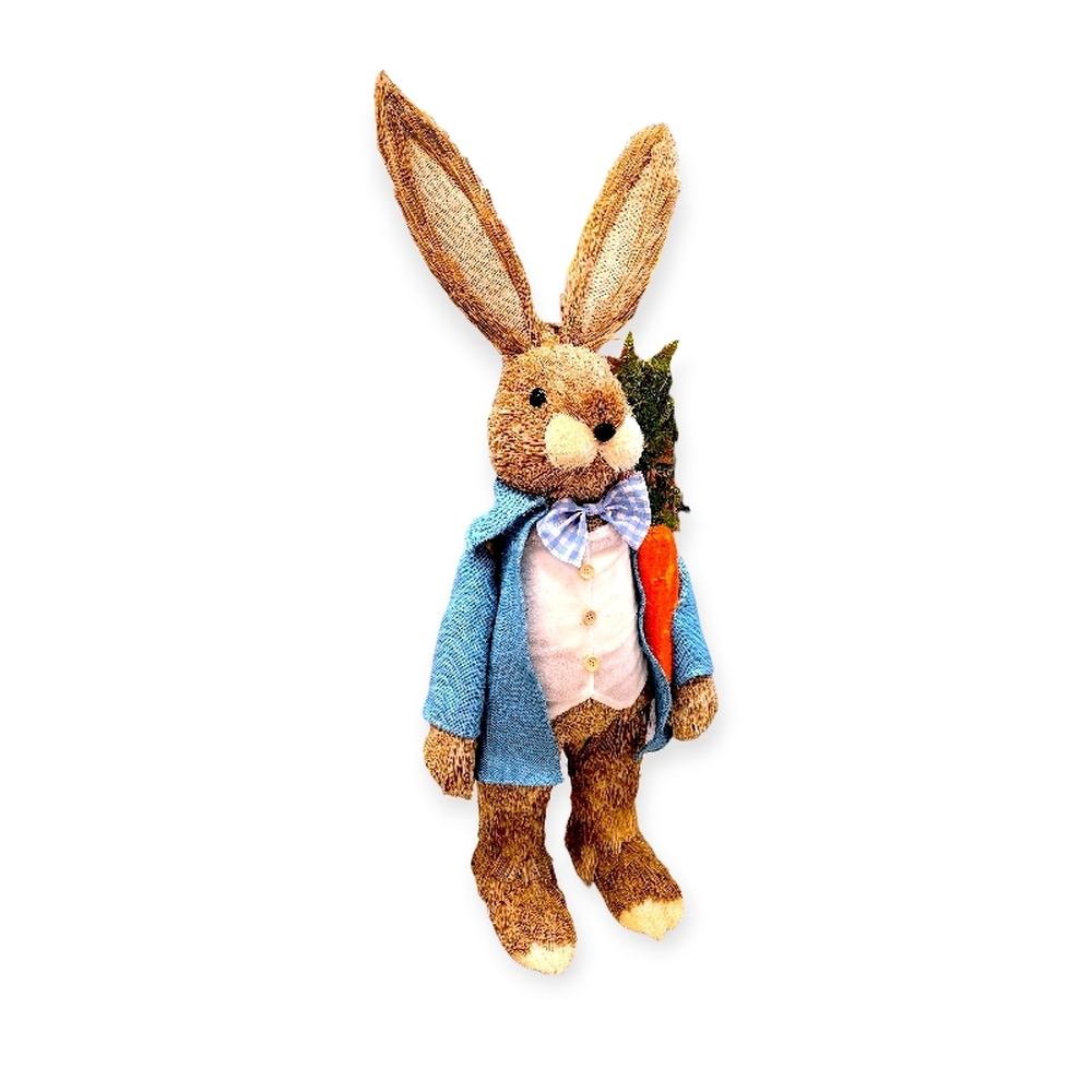 Húsvéti nyuszi figura természetes rostból – kék, 80 cm