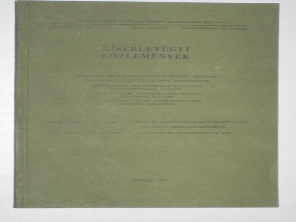Kísérleti közlemények 1976