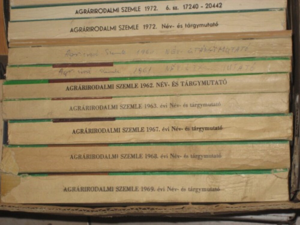 Agrárirodalmi szemle név- és tárgymutató 1960-63 és 67-69
