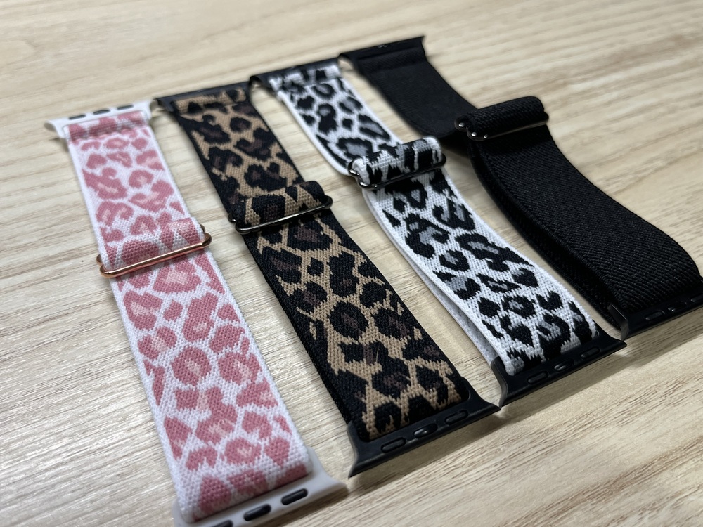 Apple Watch leopárd mintás gumis vászon óraszíj AJÁNDÉKKAL