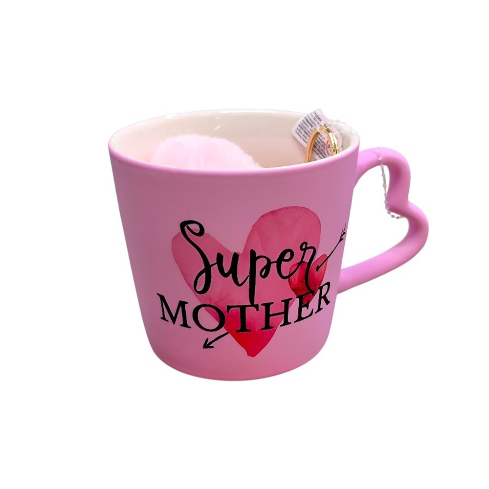 Super mother ajándék bögre szett rózsaszín 400 ml