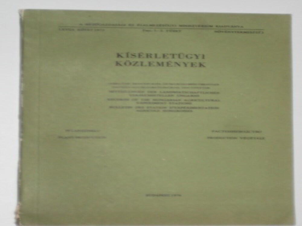 Kísérleti közlemények 1974
