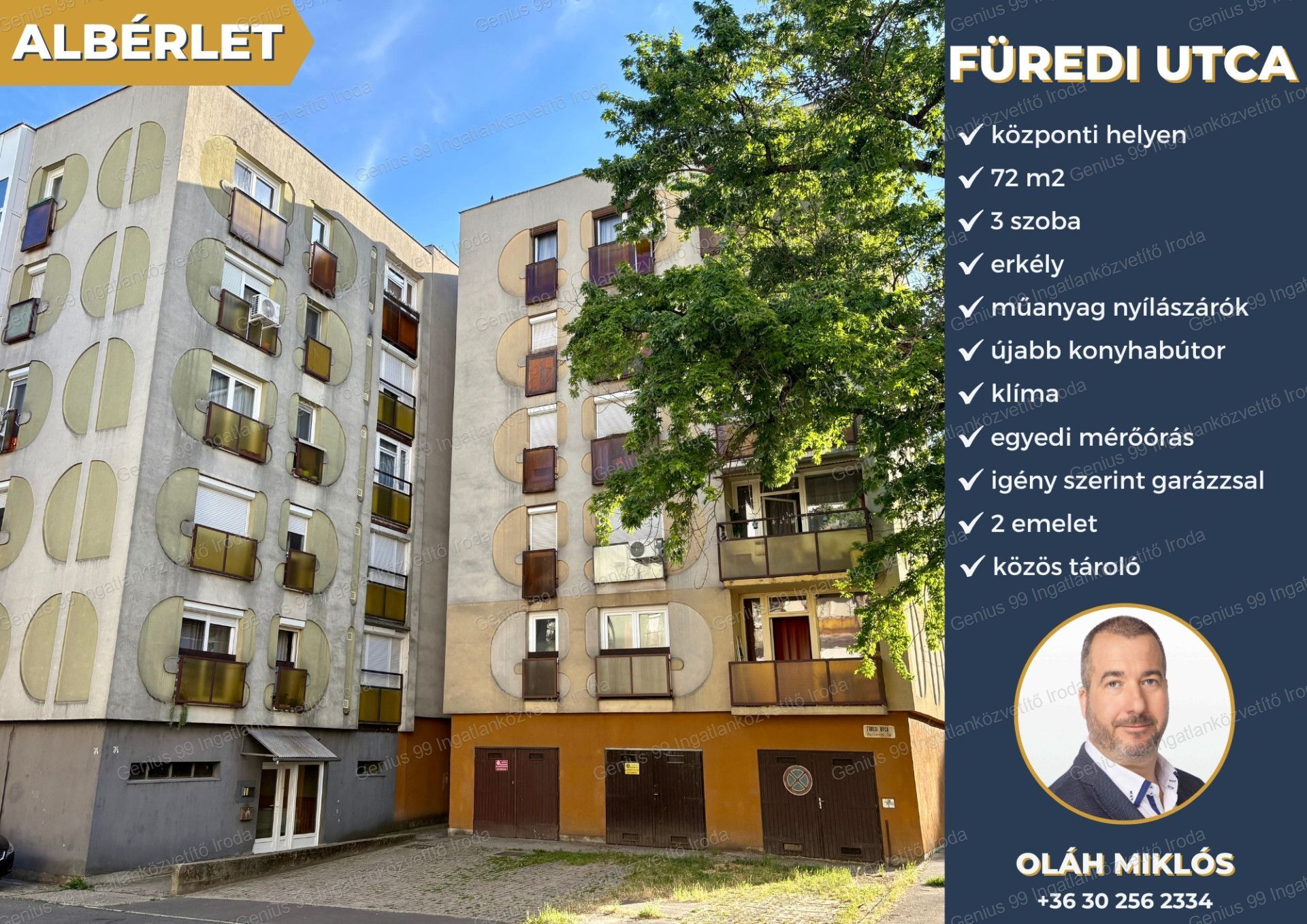 Kaposvár központjában a Füredi utcában kiadó egy 72 m2-s, 3 szoba + erkélyes, egyedi mérőórás panellakás, igény szerint garázs bérlési lehetőséggel együtt.