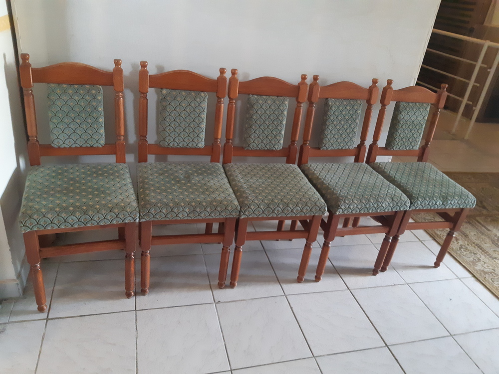 Retro bükkfa mikroplüss kárpitos étkezőszék alig használt 5db